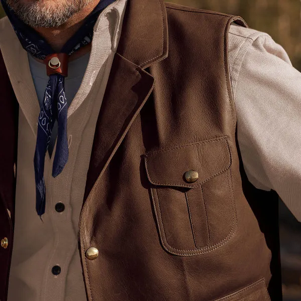 MEN'S FASHION VINTAGE WESTERN LEATHER VEST