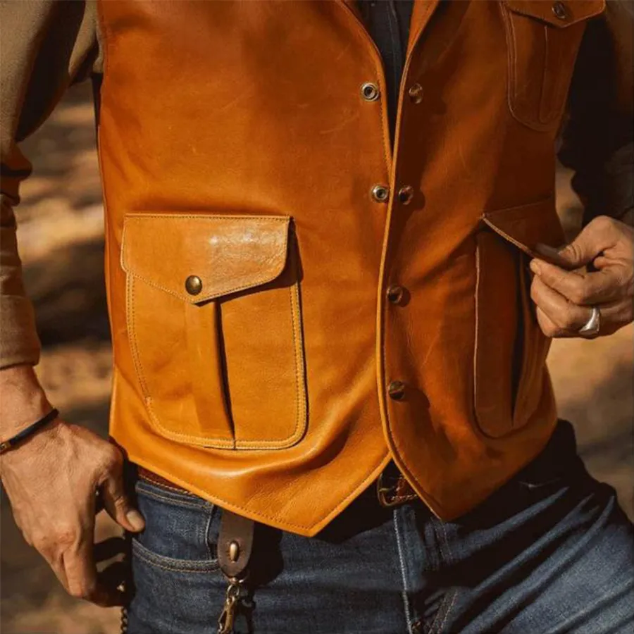 MEN'S FASHION VINTAGE WESTERN LEATHER VEST