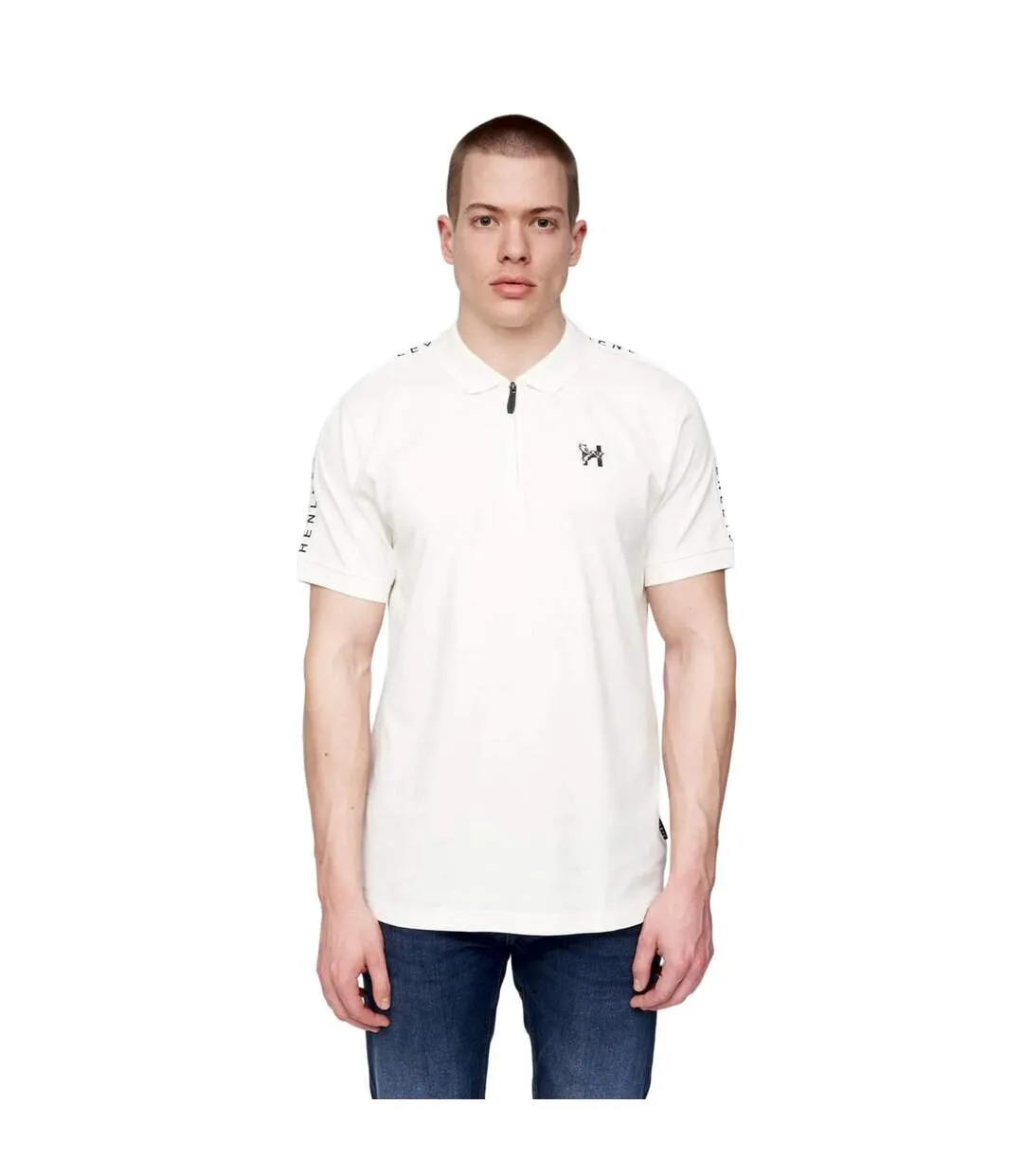 Mens tapehen polo shirt white Henleys