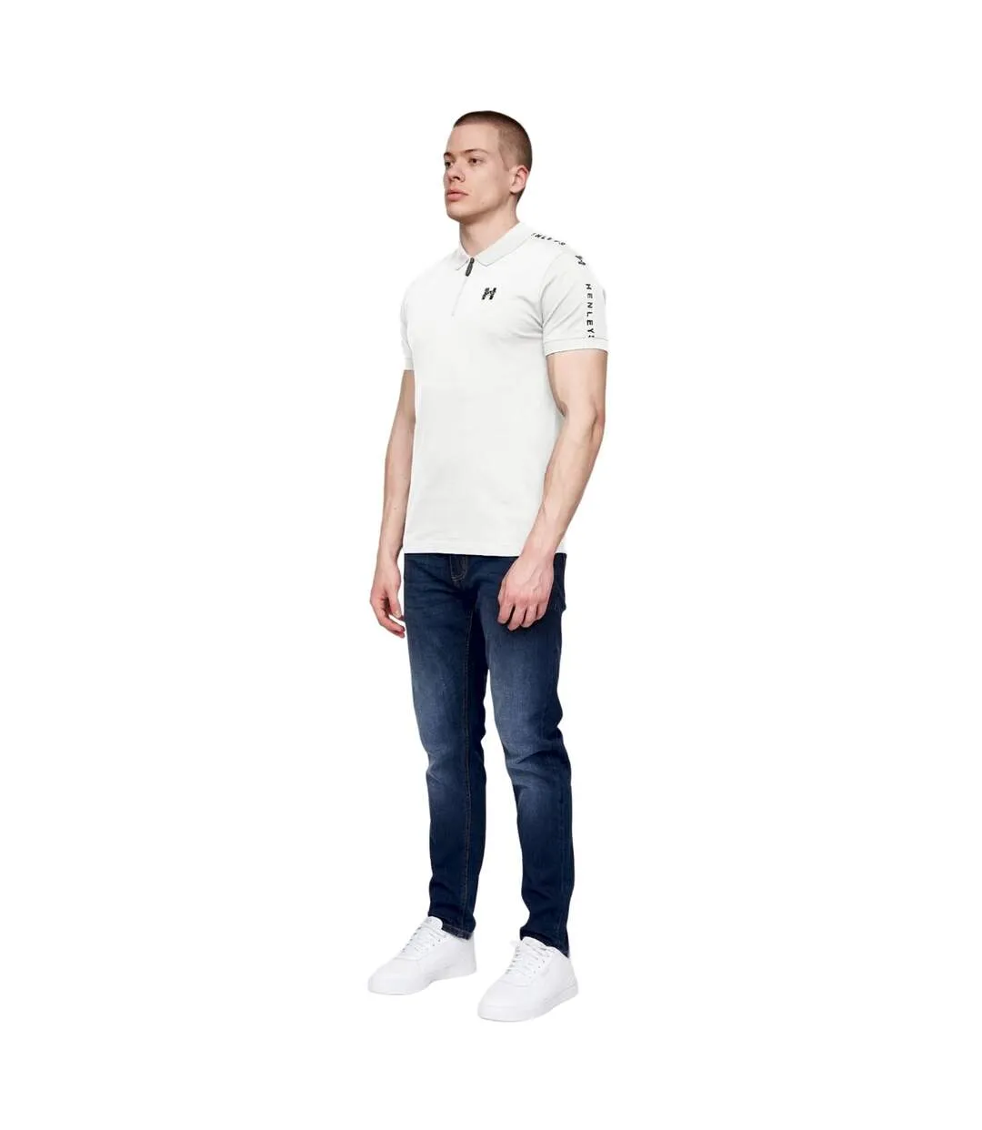 Mens tapehen polo shirt white Henleys