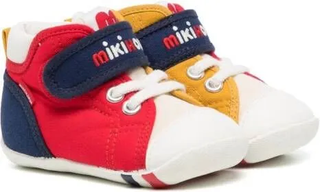 Miki House logo-embroidered touch-strap sneakers Blue