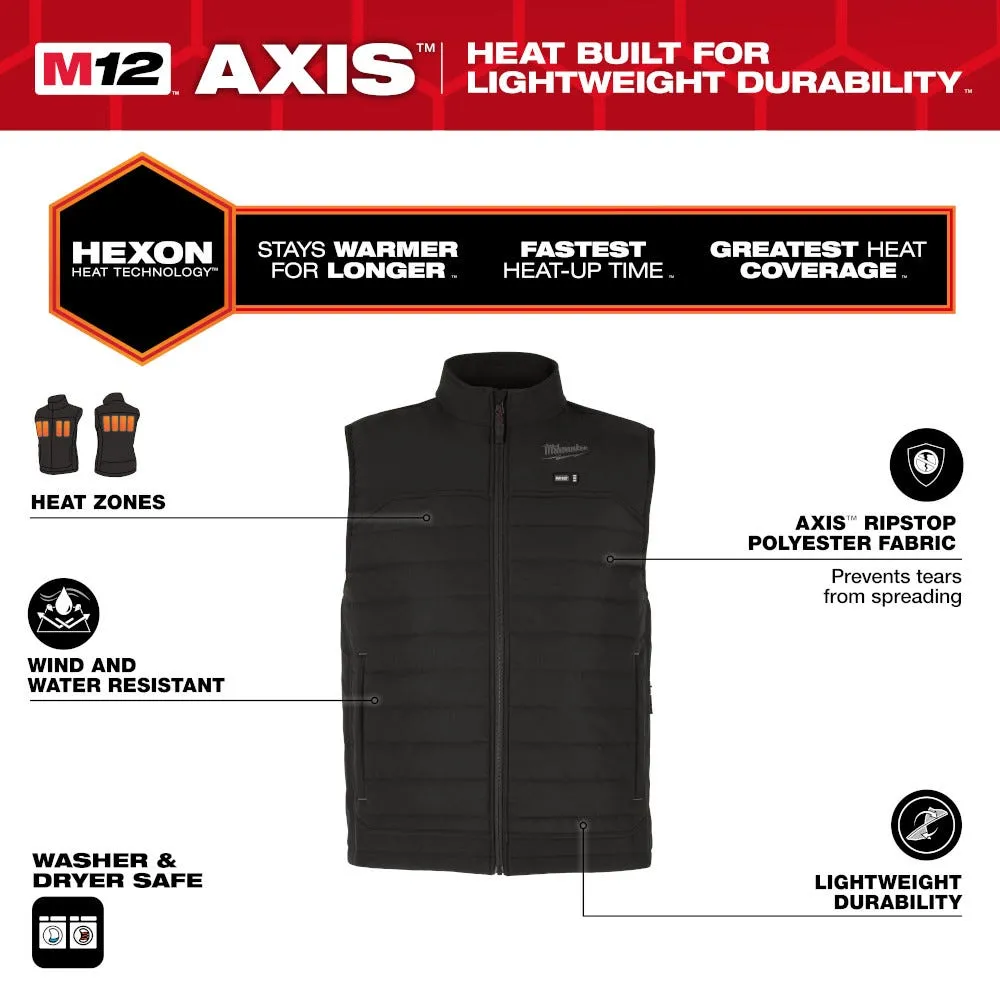 Milwaukee Tools M12 Heated Axis Vest Black, Bare M300B