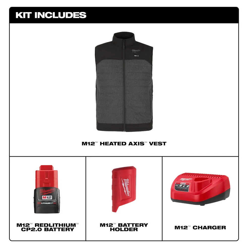 Milwaukee Tools M12 Heated Axis Vest Grey, Kit M300G