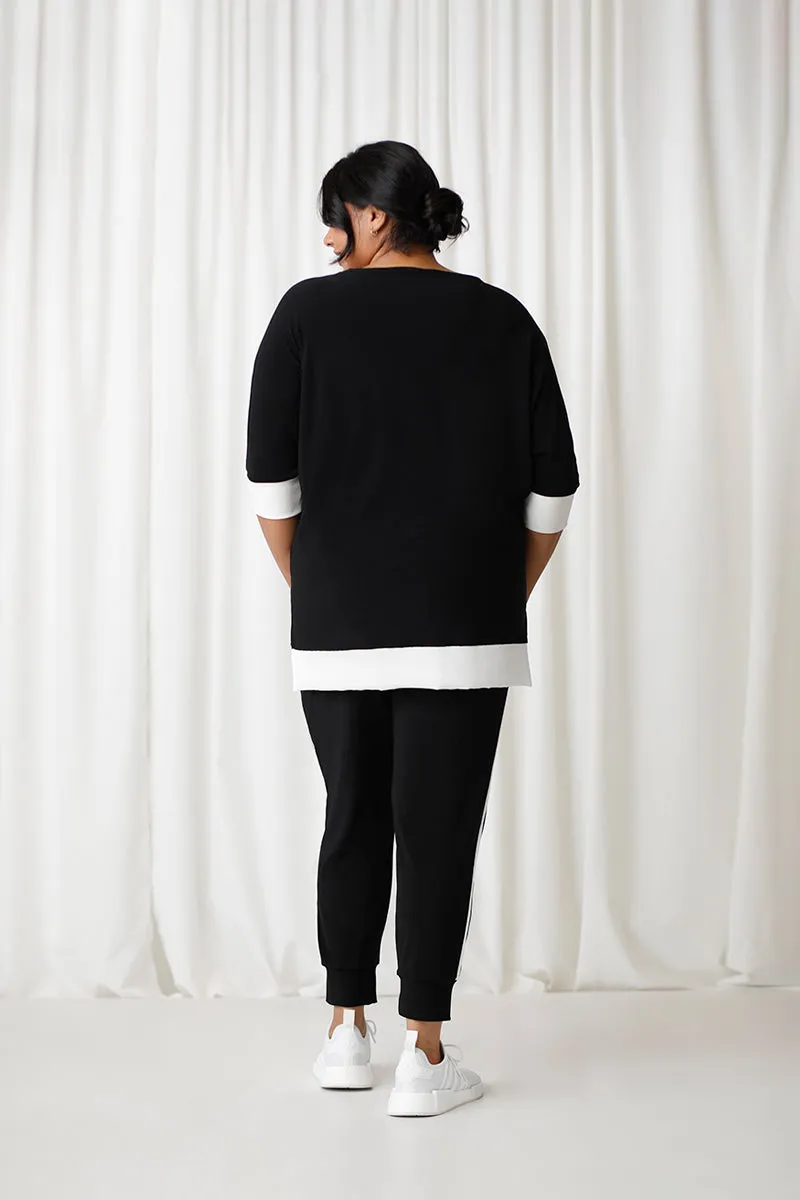 Motion Pocket Boxy Tunic | Black/Wht