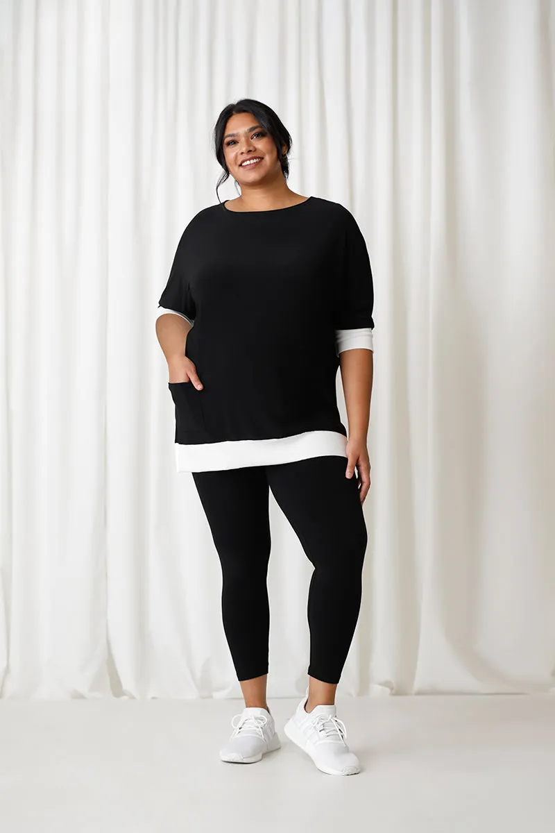 Motion Pocket Boxy Tunic | Black/Wht