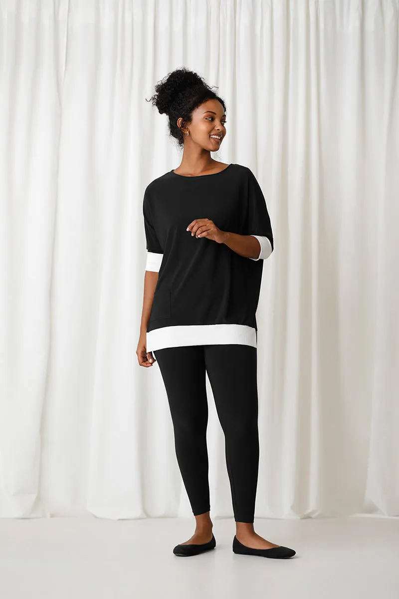 Motion Pocket Boxy Tunic | Black/Wht