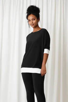 Motion Pocket Boxy Tunic | Black/Wht