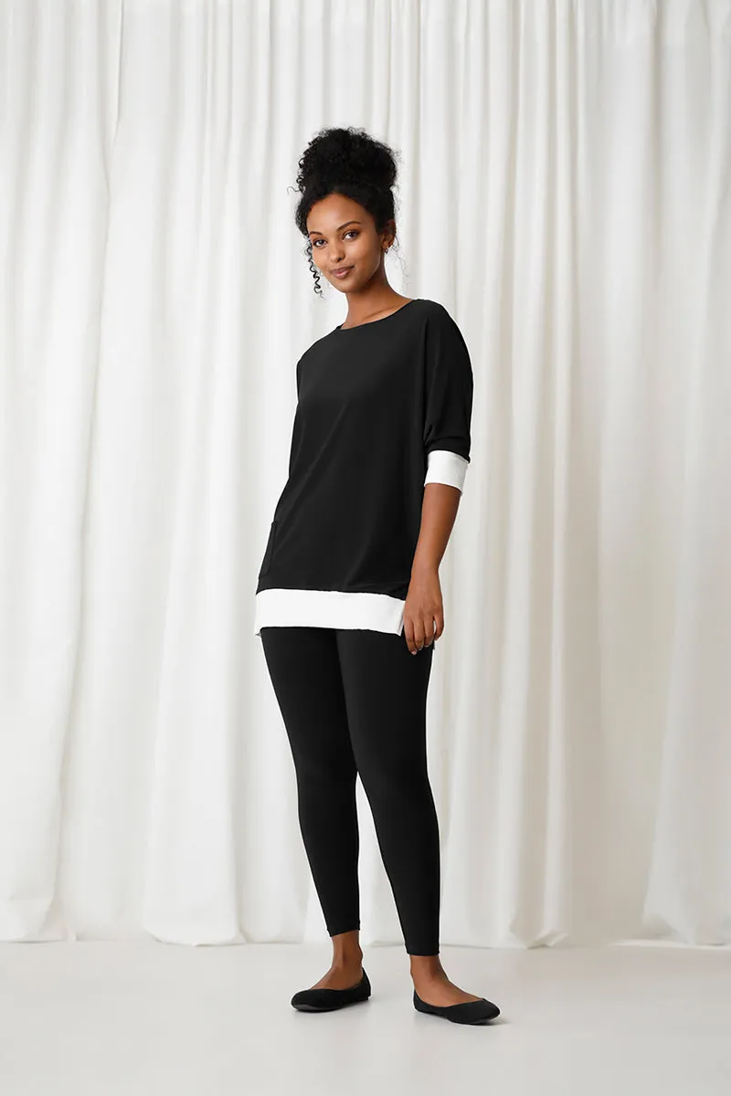 Motion Pocket Boxy Tunic | Black/Wht