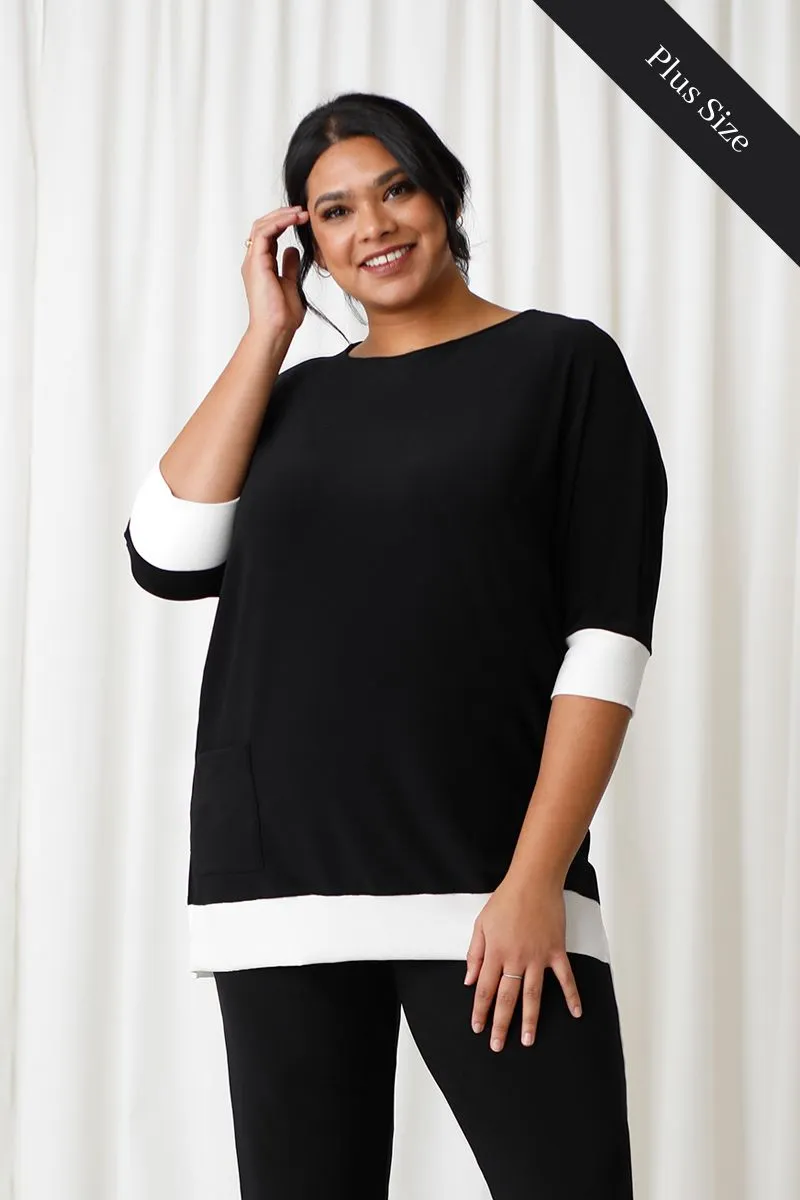 Motion Pocket Boxy Tunic | Black/Wht