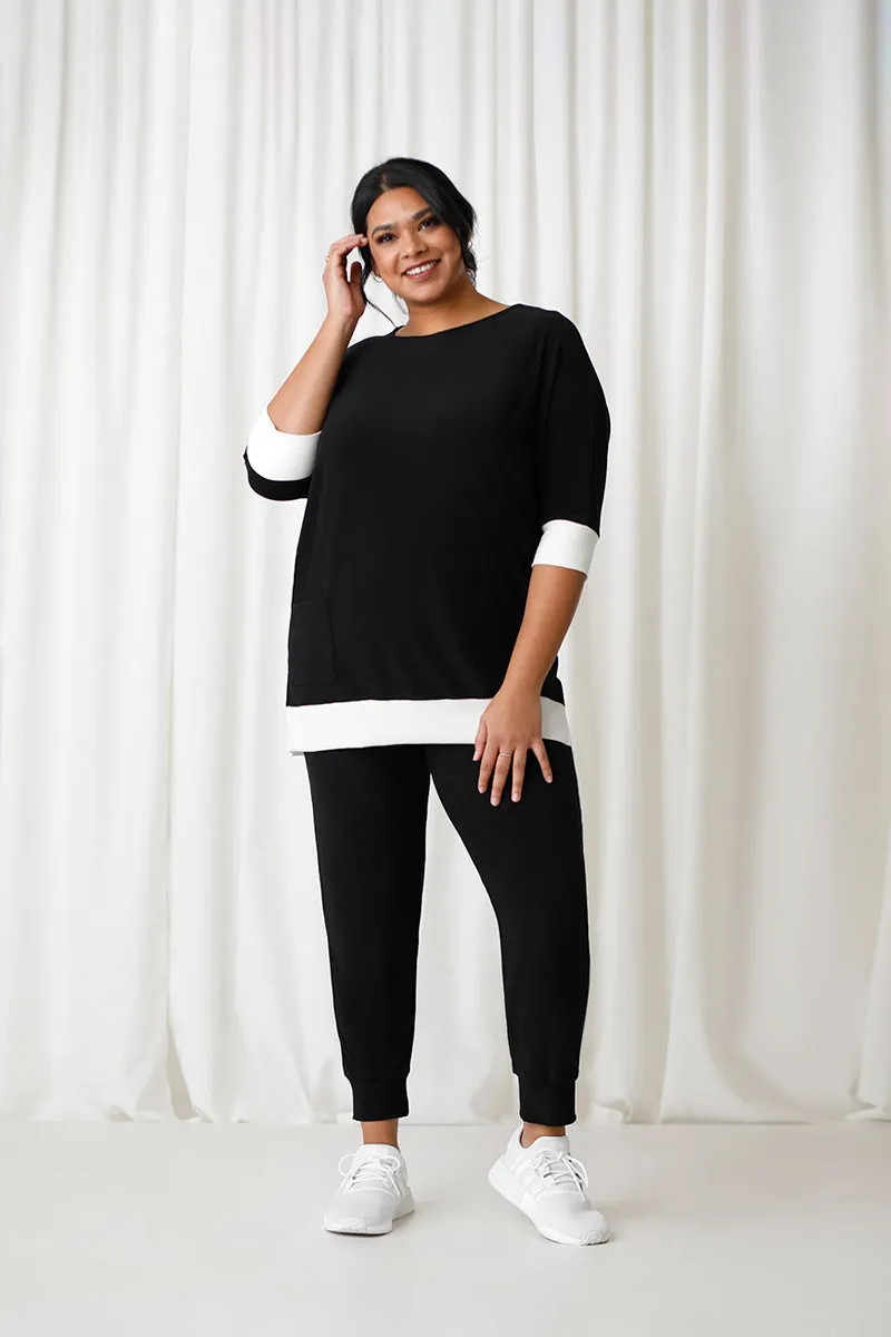 Motion Pocket Boxy Tunic | Black/Wht