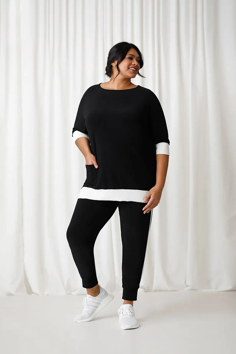 Motion Pocket Boxy Tunic | Black/Wht