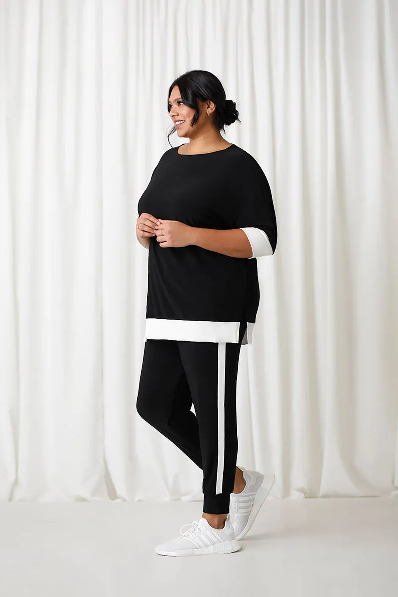 Motion Pocket Boxy Tunic | Black/Wht