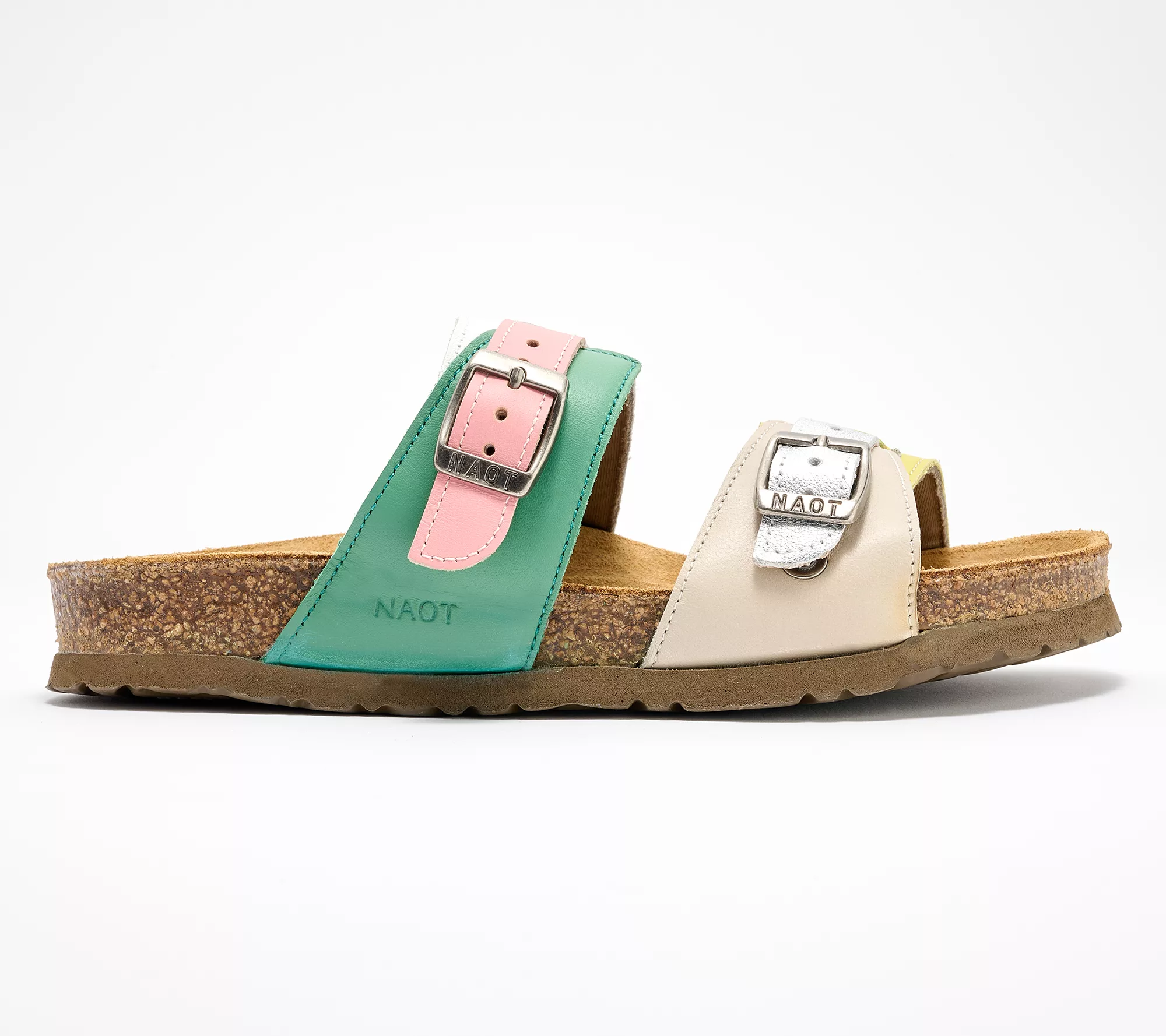 Naot Leather Double Strap Slide Sandals - Santa Cruz