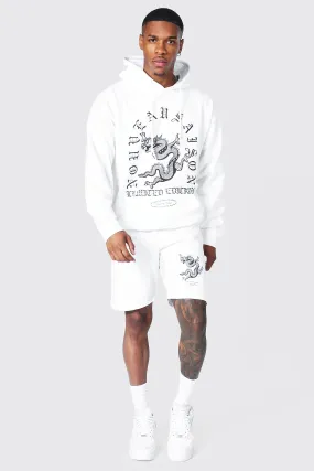 Oversized Dragon Graphic Short Tracksuit | boohooMAN UK