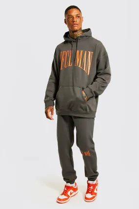 Oversized Ofcl Man Printed Hooded Tracksuit | boohooMAN UK