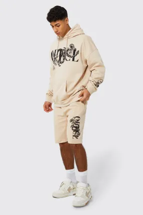 Oversized Offcl Hooded Short Tracksuit | boohooMAN UK