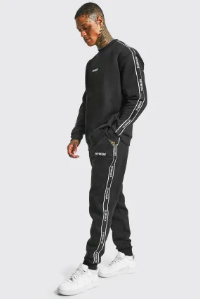 Oversized Official Tape Sweatshirt Tracksuit | boohooMAN UK