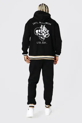 Oversized Skull Embroidered Hooded Tracksuit | boohooMAN UK