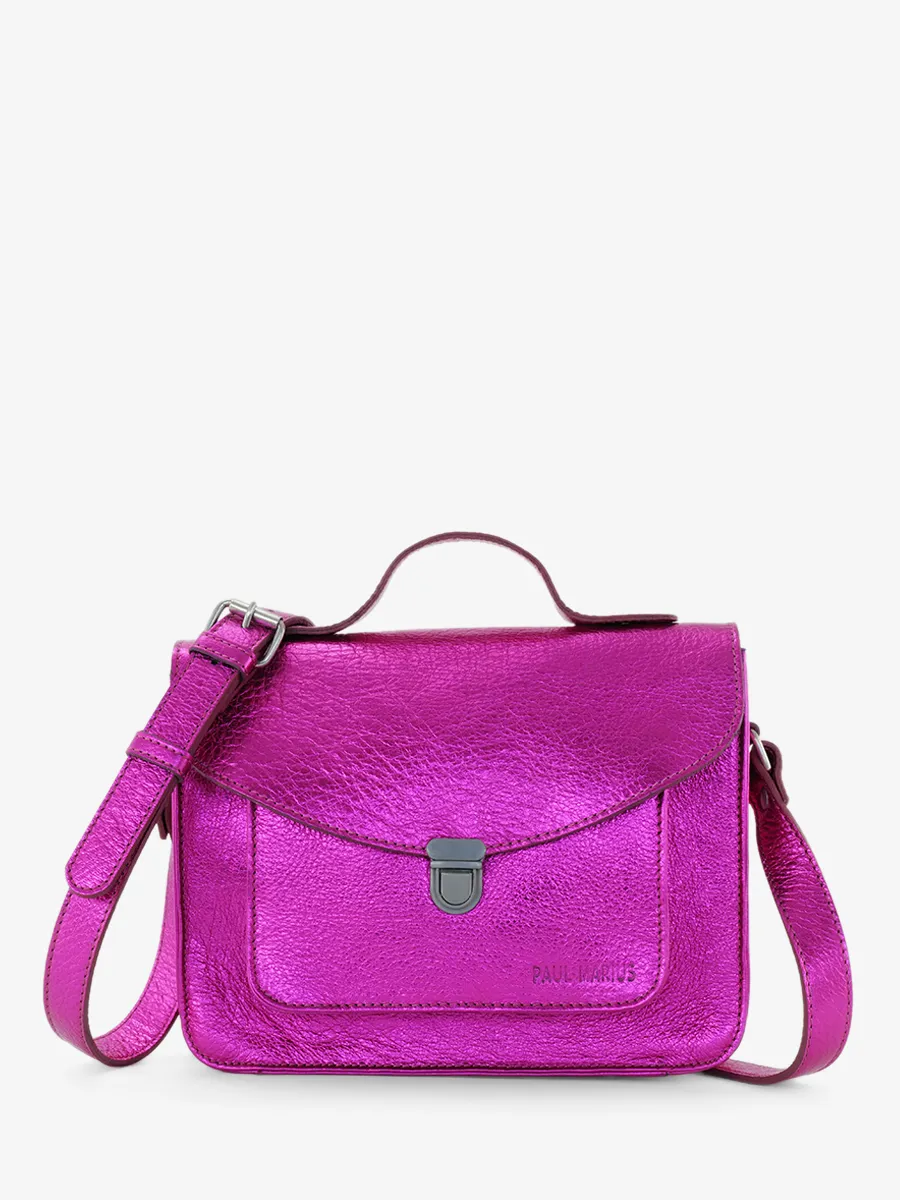 Pink Leather Cross-body Bag for Women - Mademoiselle George Electric Pink | PAUL MARIUS