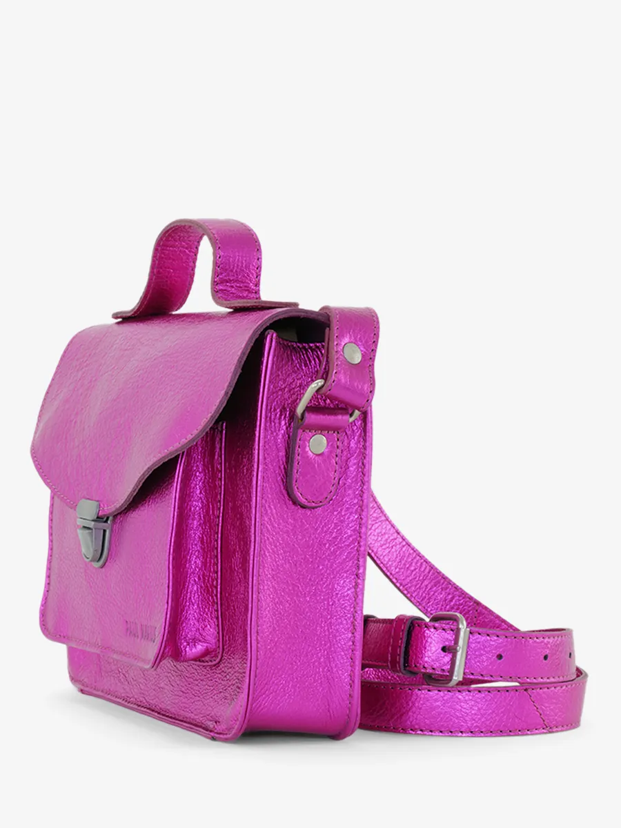 Pink Leather Cross-body Bag for Women - Mademoiselle George Electric Pink | PAUL MARIUS