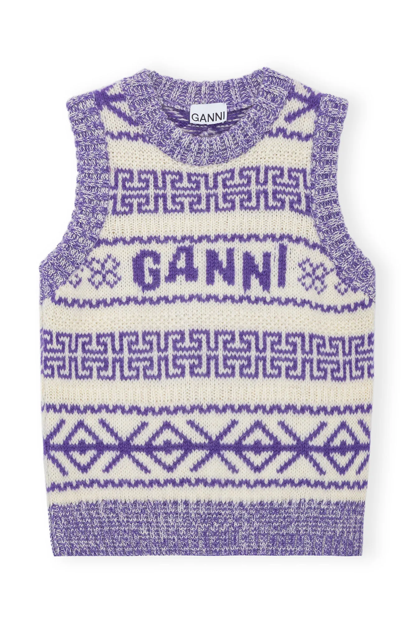 Purple Lambswool O-neck Vest