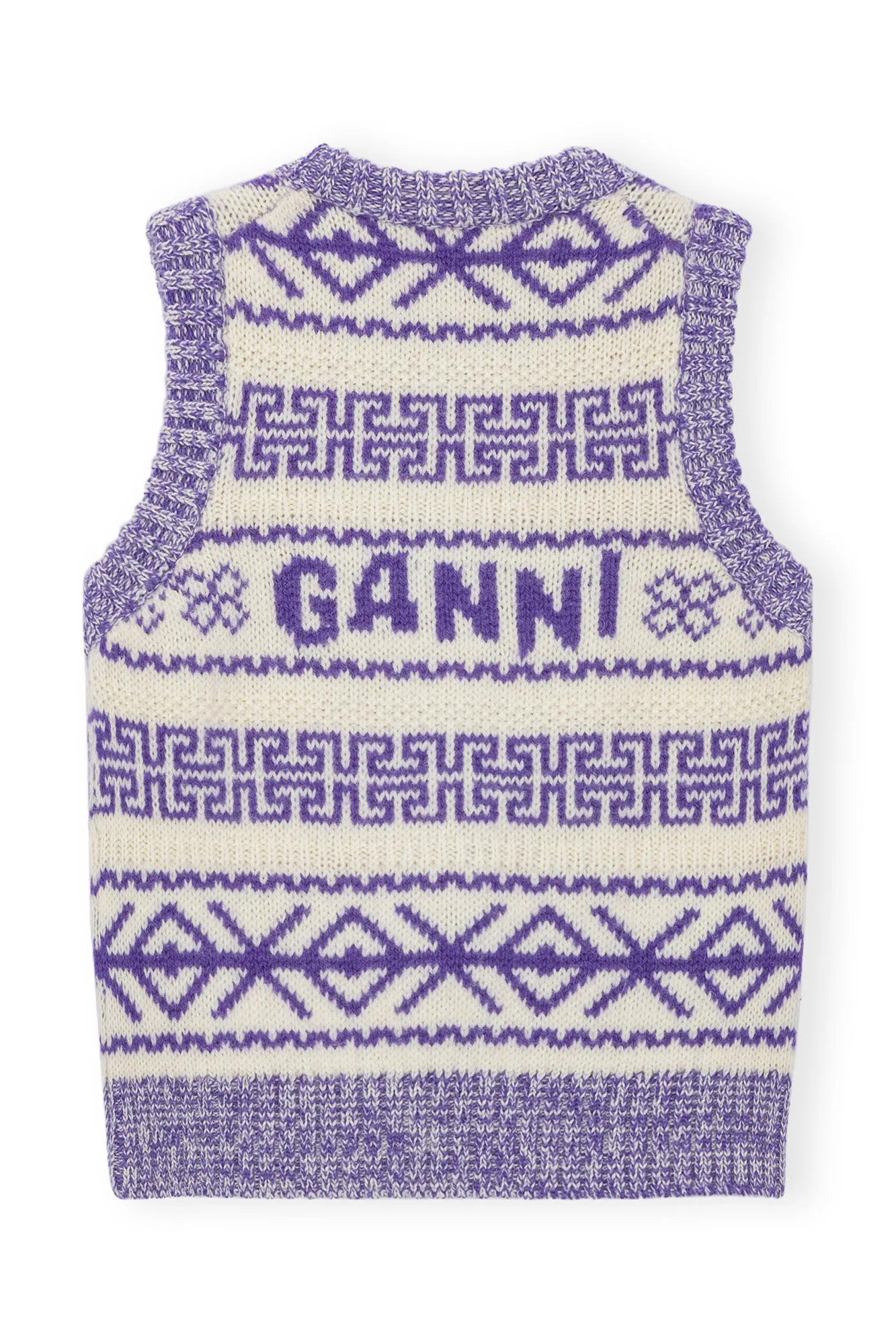 Purple Lambswool O-neck Vest