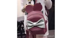 Purple Pink Giant Bow Mouse Ears Mini Backpack Cross Body Bag