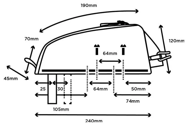 Restrap Race Top Tube Bag Short 1.2L Frame Bag Black