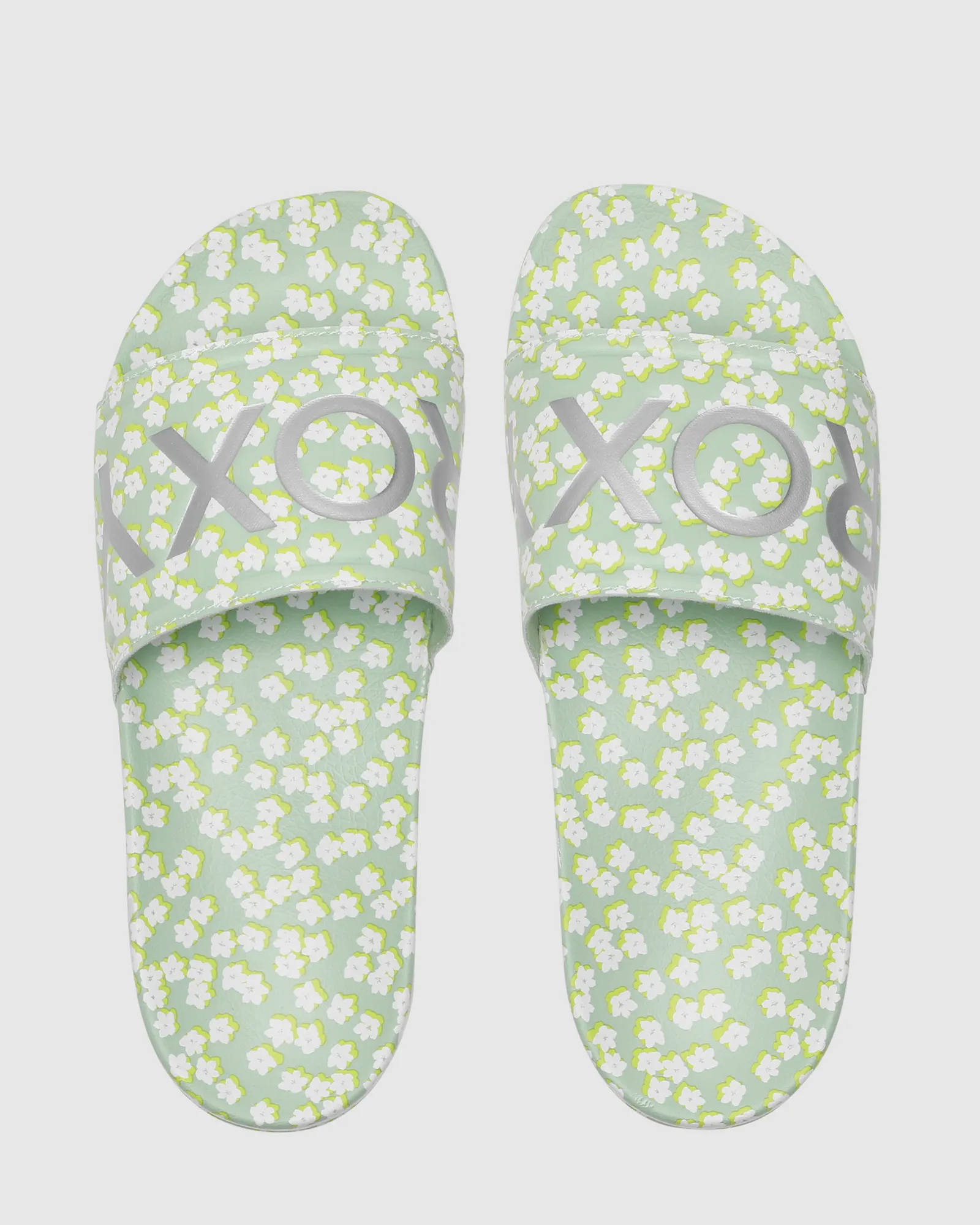 Roxy Womens Slippy Slider Sandals - Green White | SurfStitch