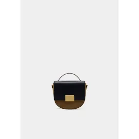 Semicircular bag in suede and leather