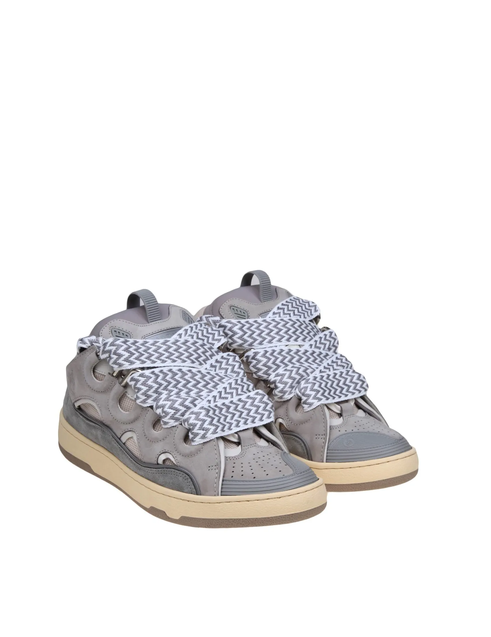 SNEAKERS LANVIN CURB IN PELLE E CAMOSCIO CON LACCI MULTICOLORE