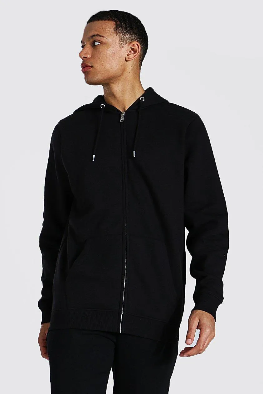 Tall Regular Fit Zip Through Hoodie | boohooMAN UK