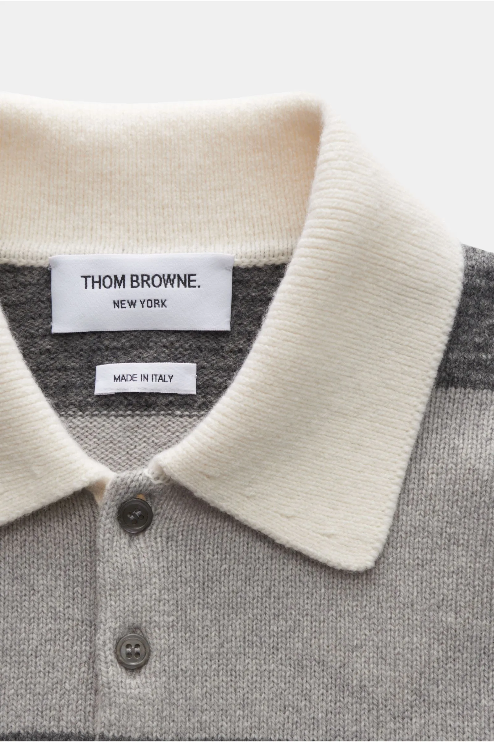 THOM BROWNE knit polo grey striped