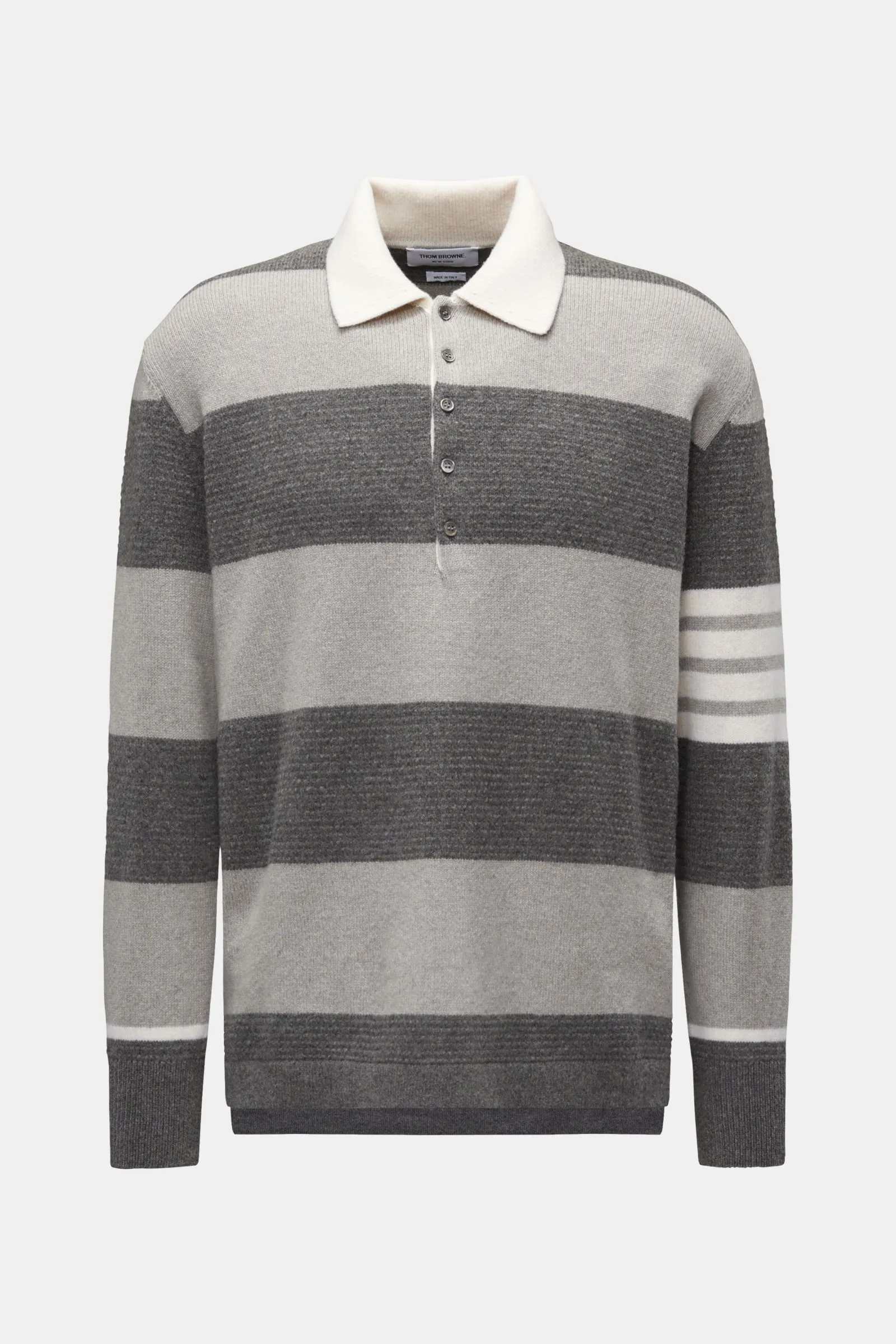 THOM BROWNE knit polo grey striped