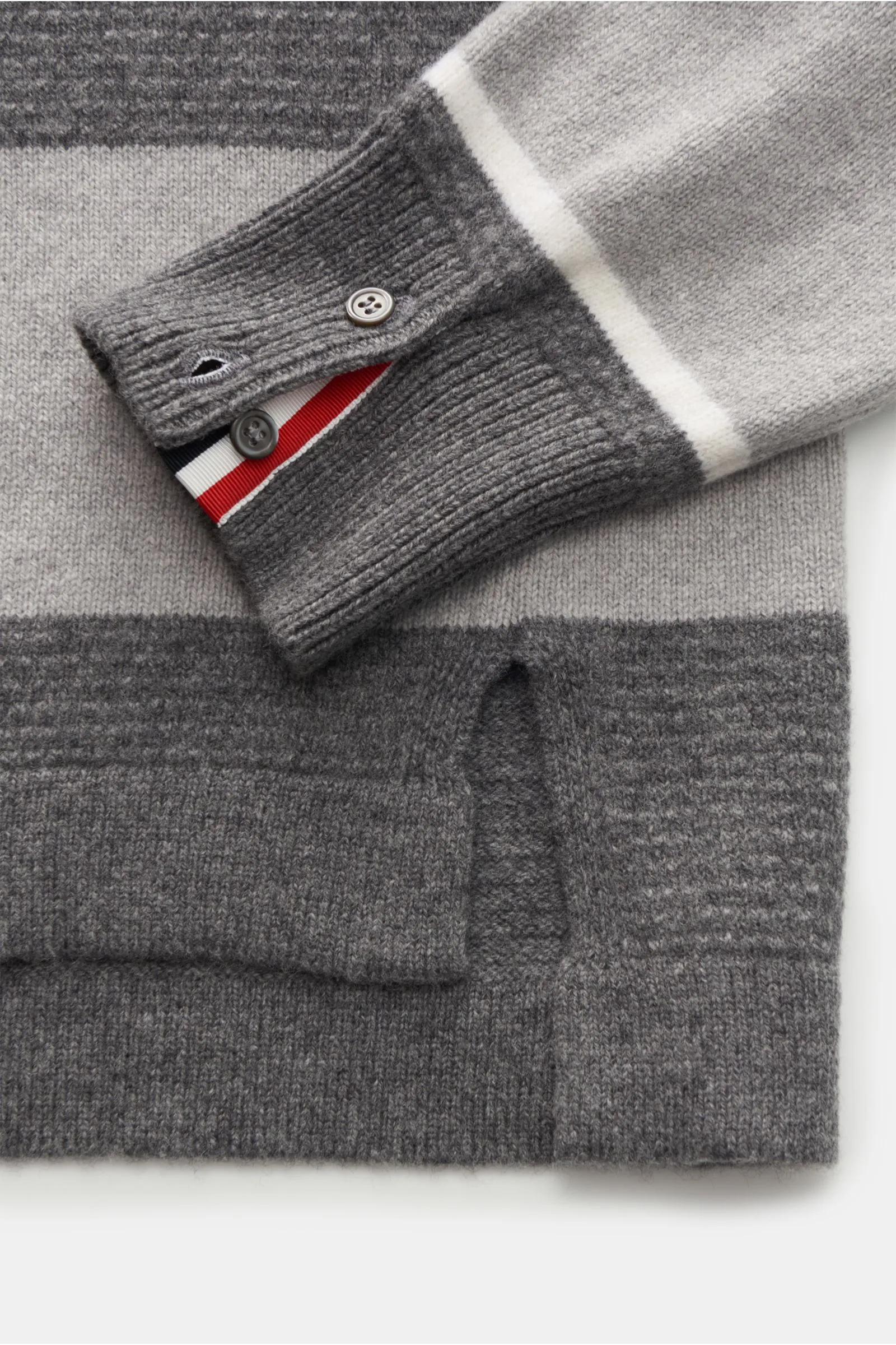 THOM BROWNE knit polo grey striped