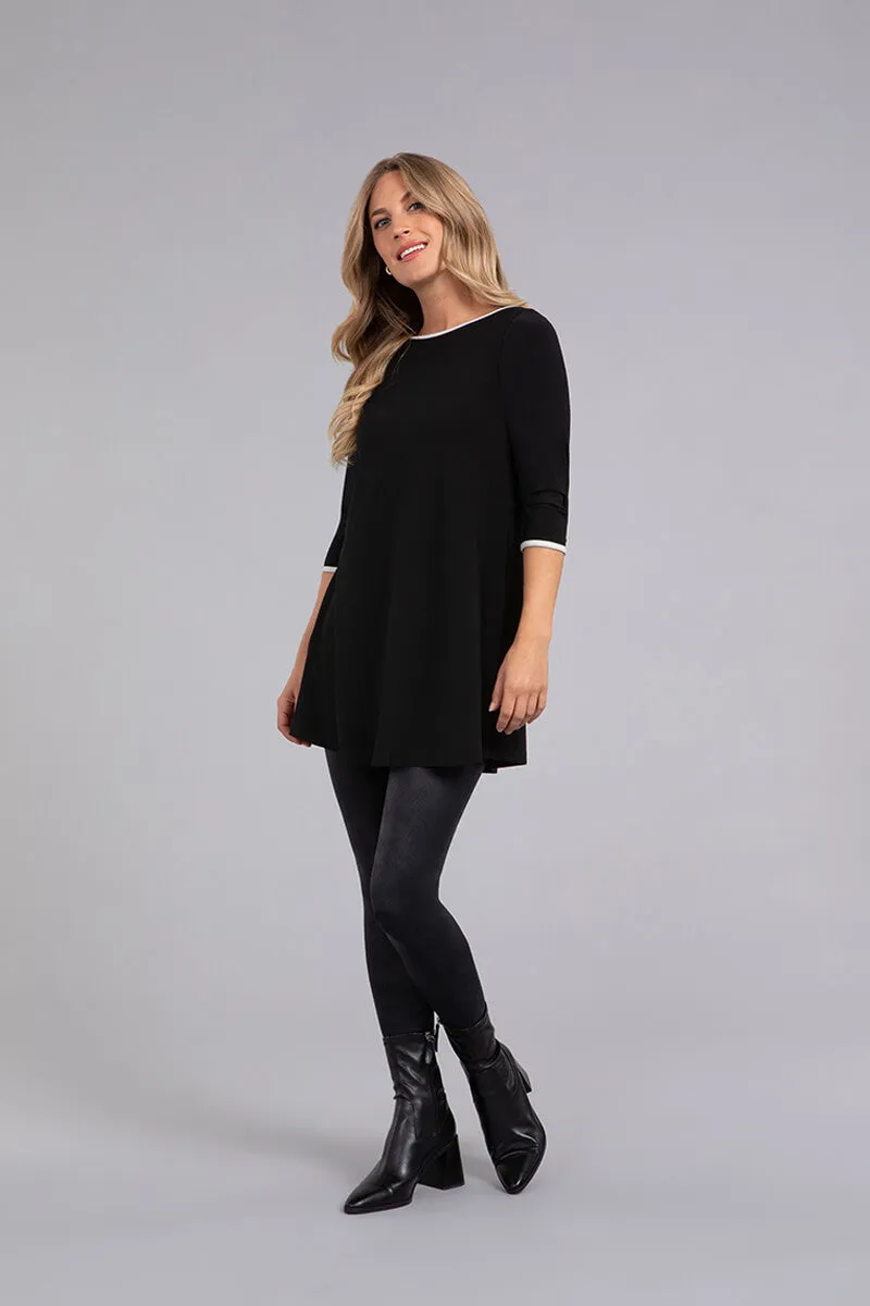 Tipped Reversible Trapeze Tunic | Black/Ivory