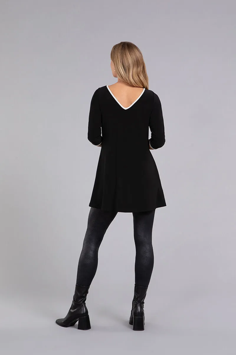 Tipped Reversible Trapeze Tunic | Black/Ivory