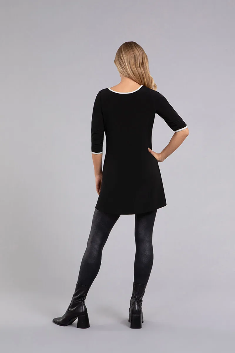 Tipped Reversible Trapeze Tunic | Black/Ivory