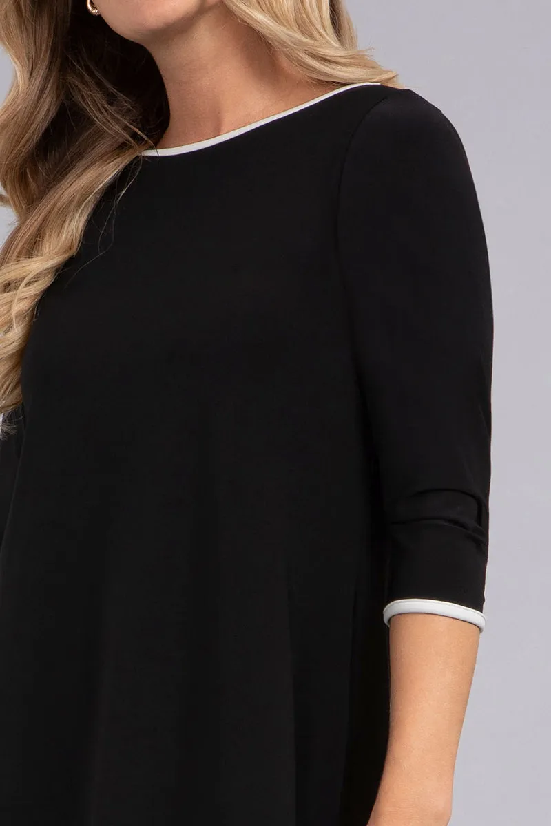 Tipped Reversible Trapeze Tunic | Black/Ivory