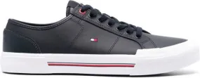 Tommy Hilfiger logo-embroidered low-top leather sneakers Blue