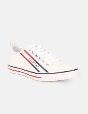 Tommy Hilfiger Women White Round Toe Lace Up Sneakers