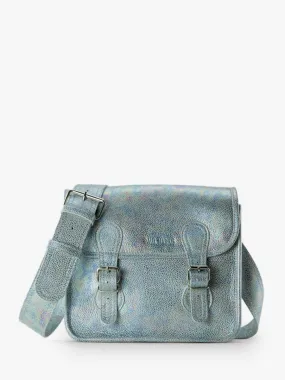 White and Holographic Leather Cross-body Bag for Women - LaSacoche S Granite | PAUL MARIUS