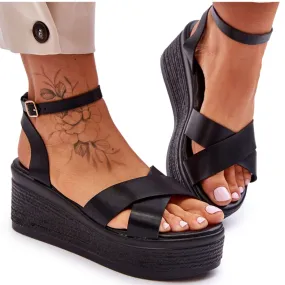 Women's Comfortable Wedge Sandals Black Laurie