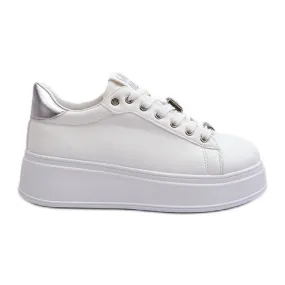 Women's Platform Sneakers With Decorations, White Herbisa