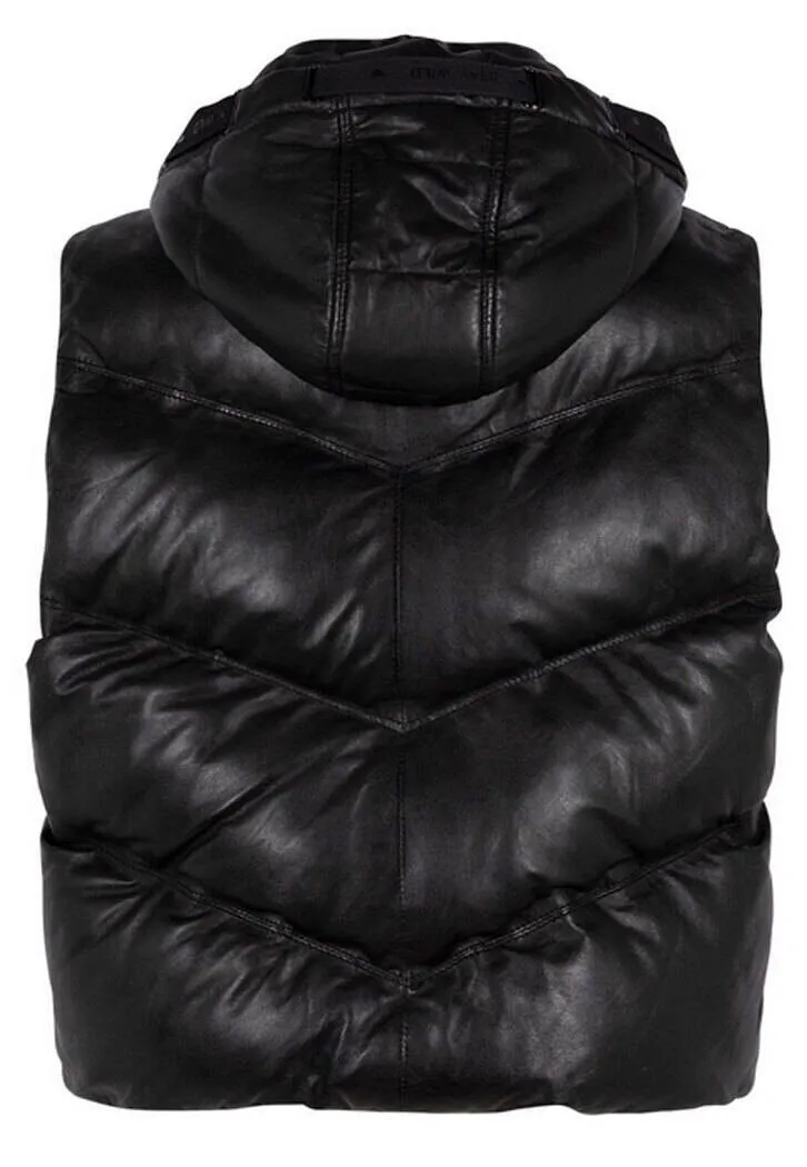 Women's black quilted leather vest namica