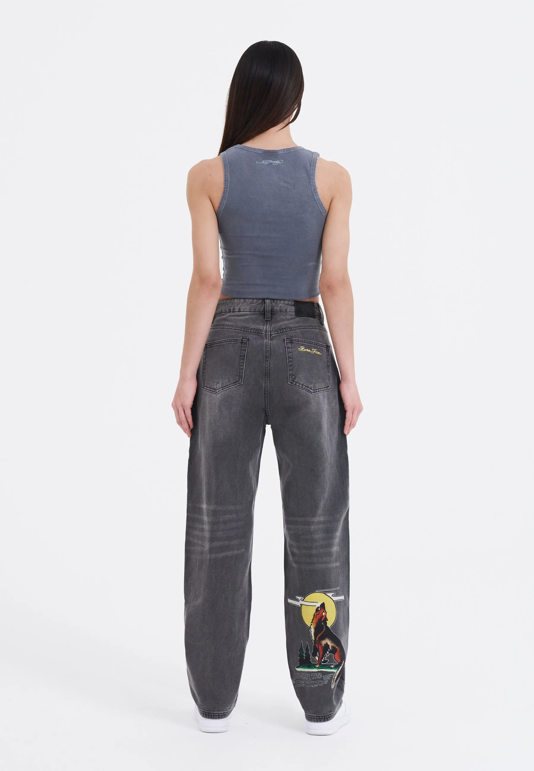 Womens Vibrant Dragon Cropped Vest - Charcoal