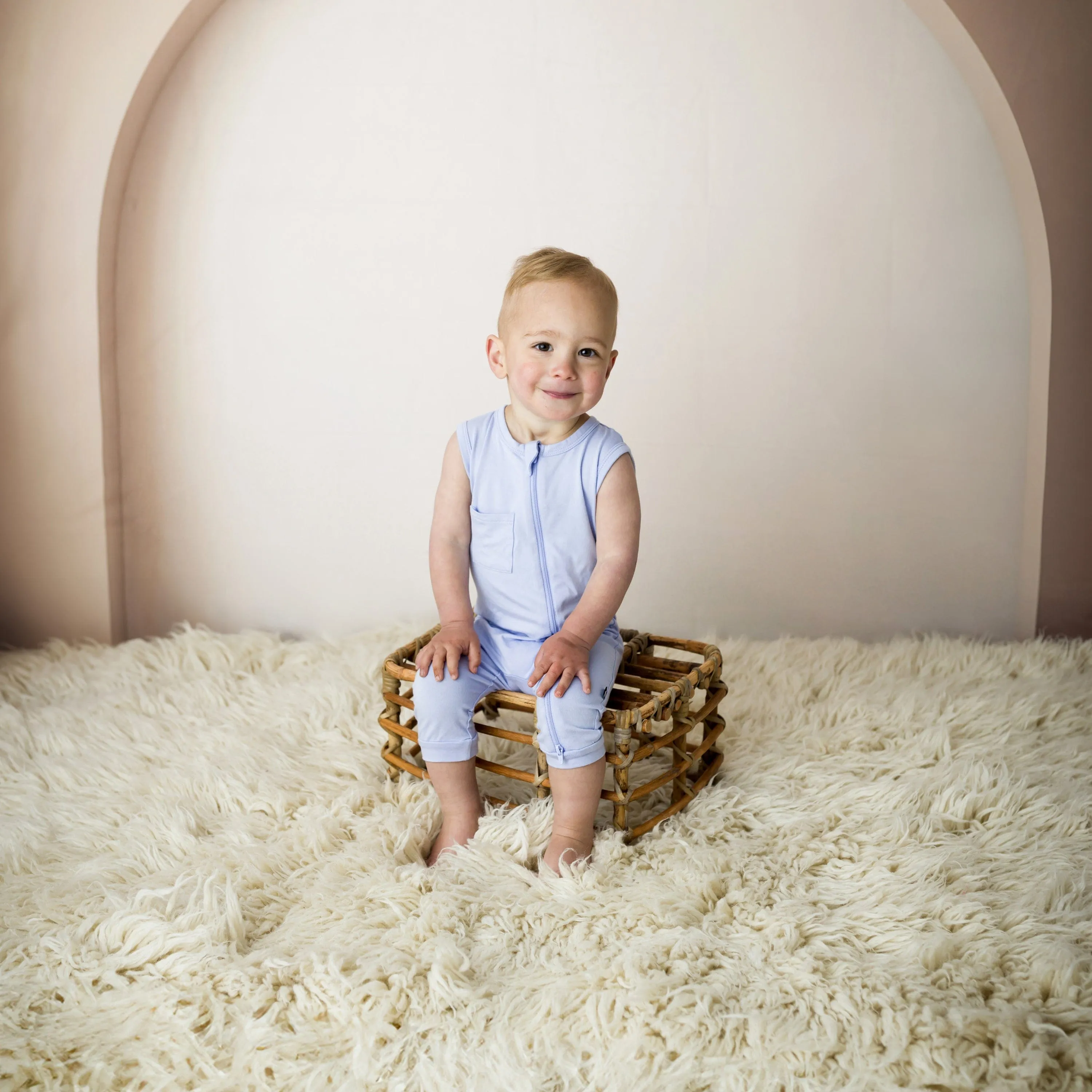 Zippered Sleeveless Romper in Lilac